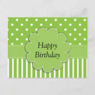 Happy Birthday - Chartreuse and White design Postcard