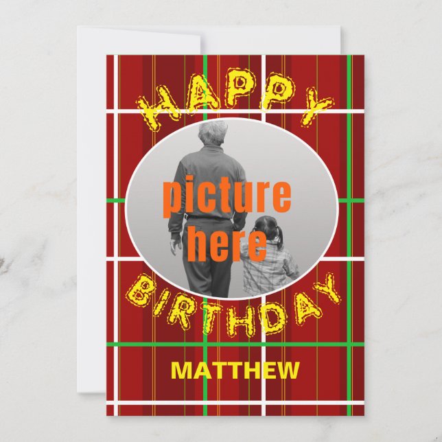  Happy Birthday Check Plaid Birthday Party Event Invitation (Front)