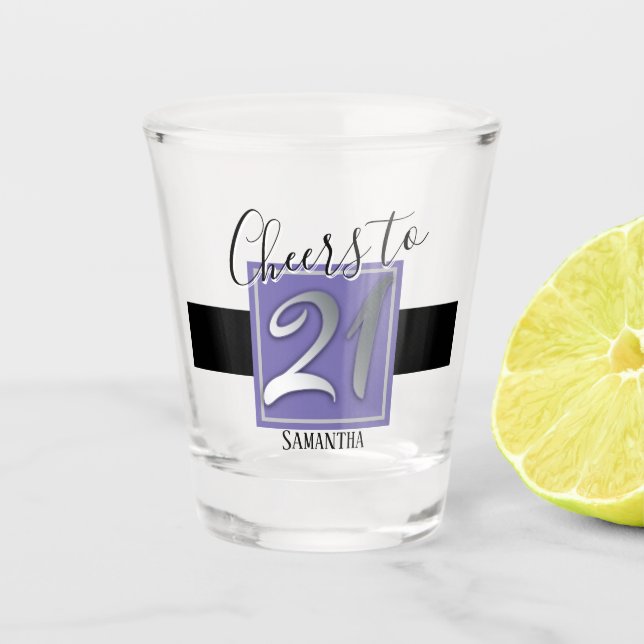 Happy Birthday Cheers to 21 Shot Glass (Front)