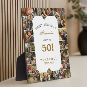 Happy Birthday Cheers To 50 Years Photo Collage Plaque