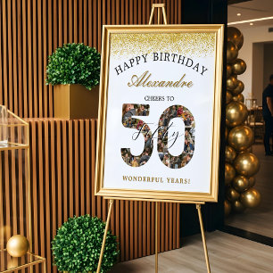 Happy Birthday Cheers To 50 Years Photo Collage Poster