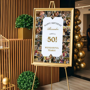 Happy Birthday Cheers To 50 Years Photo Collage Poster