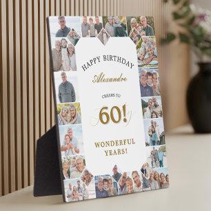 Happy Birthday Cheers To 60 Years Photo Collage Plaque