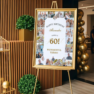 Happy Birthday Cheers To 60 Years Photo Collage Poster