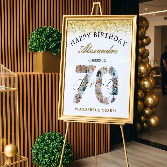 Happy Birthday Cheers To 70 Years Photo Collage Poster (Happy Birthday Cheers To 70 Years Photo Collage Poster)