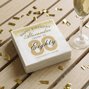 Happy Birthday Cheers To 80 Years Celebration Napkin