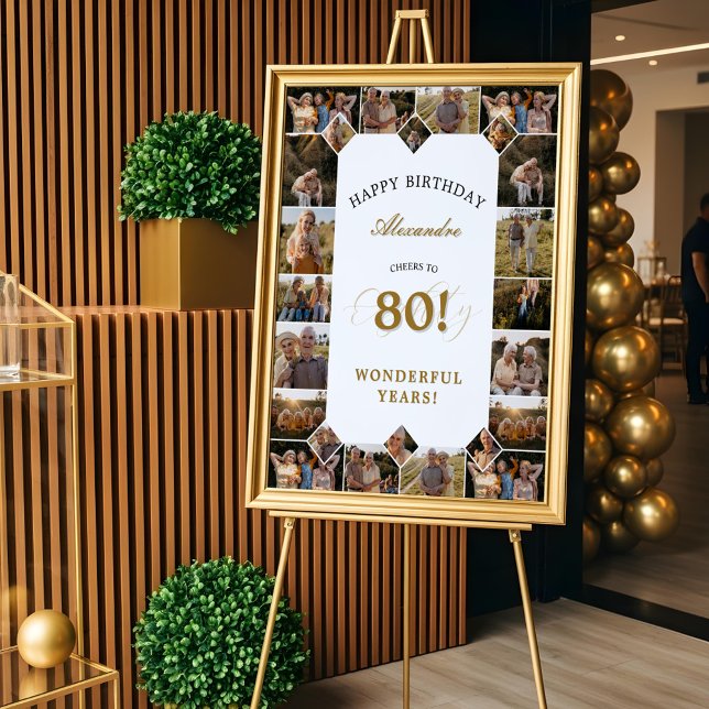 Happy Birthday Cheers To 80 Years Photo Collage Poster (Happy Birthday Cheers To 80 Years Photo Collage Poster)