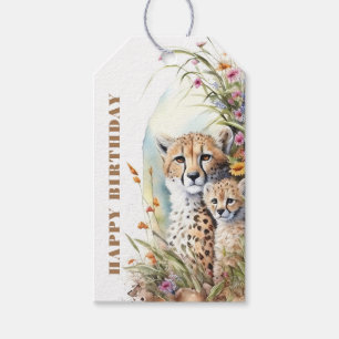 Happy Birthday Cheetah Baby and Mum Gift Tags