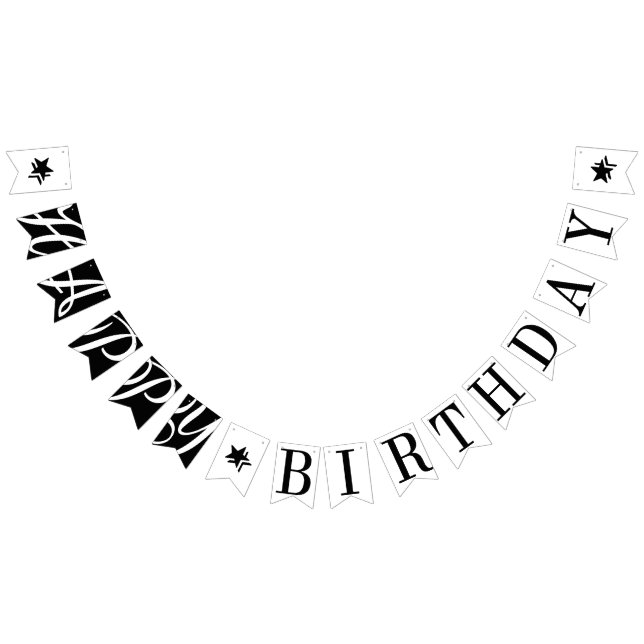 HAPPY BIRTHDAY Chic Black And White Bunting (All)
