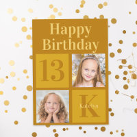 Happy Birthday Chic Gold 2 Photo Personalised