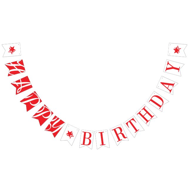 HAPPY BIRTHDAY Chic Red And White Bunting (All)
