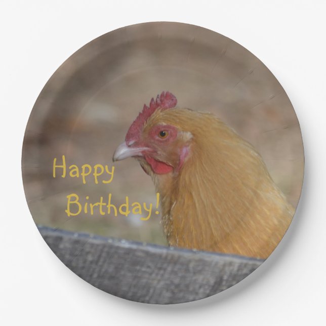 Happy Birthday Chicken Paper Plate (Front)