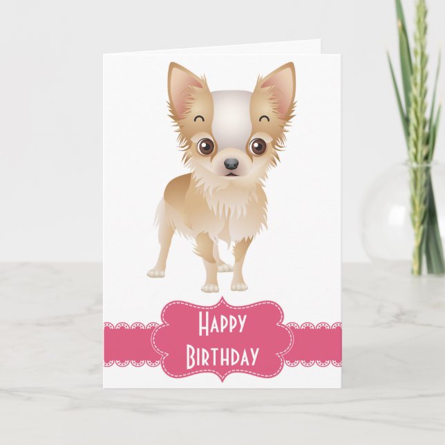 Happy Birthday Chihuahua Puppy Dog Greeting Card (Front)