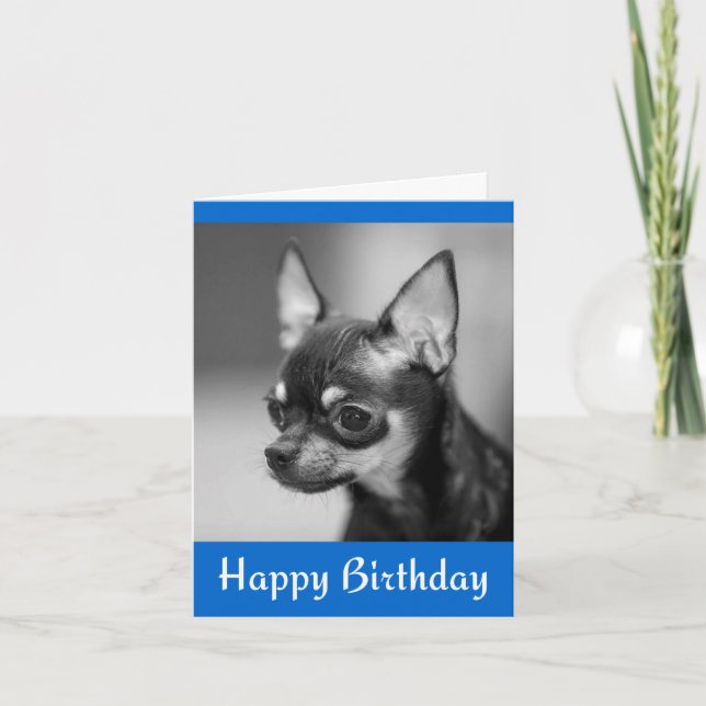 Happy Birthday Chihuahua Puppy Dog Greeting Card (Front)