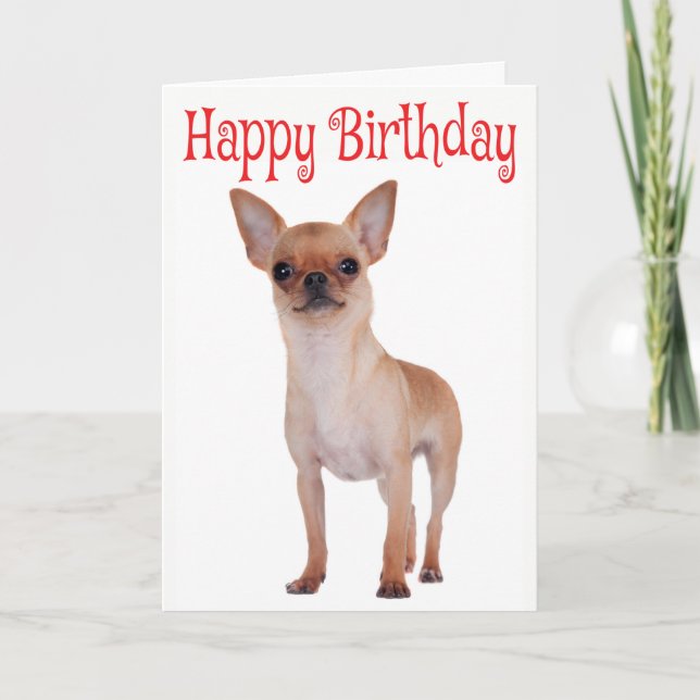 Happy Birthday Chihuahua Puppy Red Verse Card (Front)