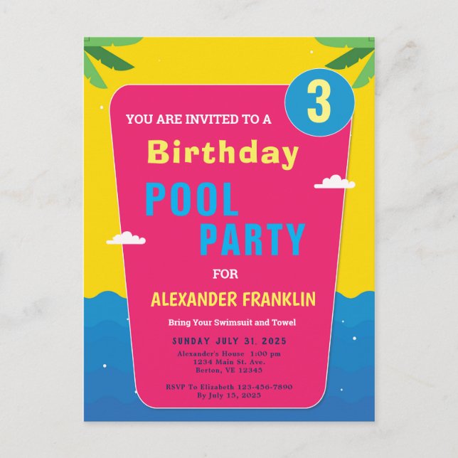 Happy Birthday Child Kids Girl Boy Age Personalise Invitation Postcard (Front)
