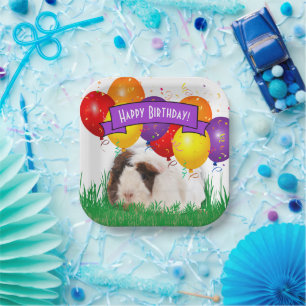 Happy Birthday Childs Party Guinea Pig Balloons Paper Plate