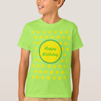 Happy Birthday Child's T-Shirt Neon Green & Yellow