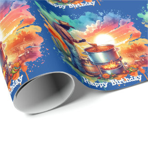 Happy Birthday Chilli Cooking Cowboy 1 Wrapping Paper