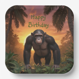 Happy Birthday Chimp Paper Plate
