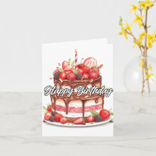 Happy Birthday Chocolate Cake Design Card
