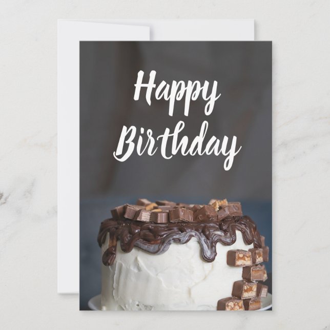 Happy Birthday Chocolate Cake Holiday Card (Front)