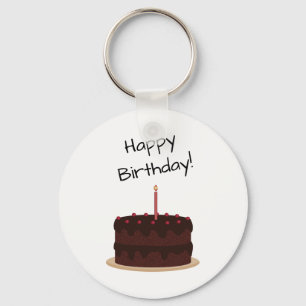 Happy Birthday Chocolate Cake Key Ring