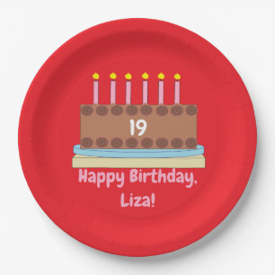 Happy Birthday Chocolate Cake Paper Plate