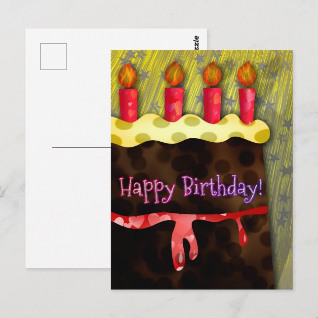  Happy Birthday Chocolate Cake |  Postcard (Front/Back)