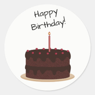 Happy Birthday Chocolate Cake Round Sticker