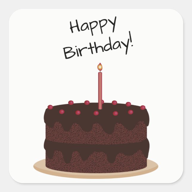 Happy Birthday Chocolate Cake Square Sticker (Front)
