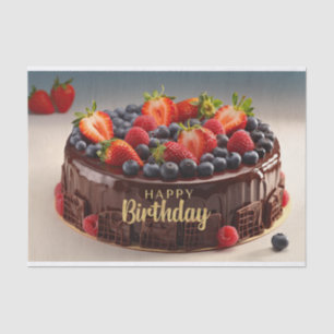 Happy Birthday Chocolate Fruit Cake  Tissue Paper