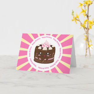 Happy birthday chocolate kawaii cake card