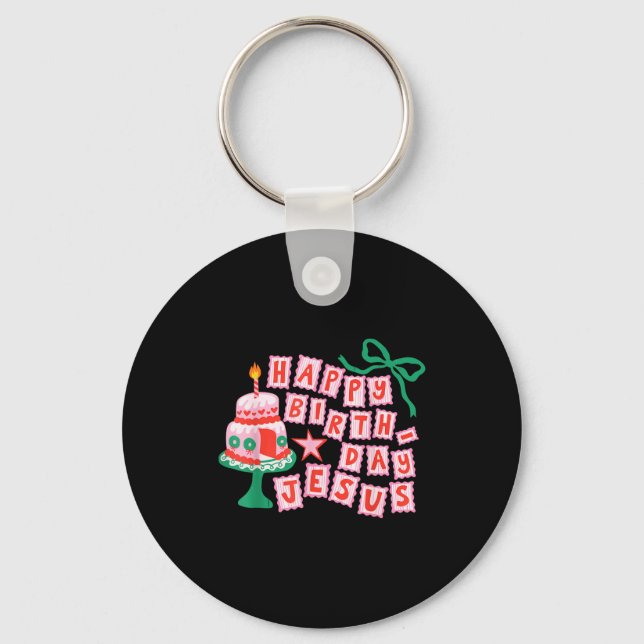 Happy Birthday Christian Jesus Christmas Preppy Bd Key Ring (Front)