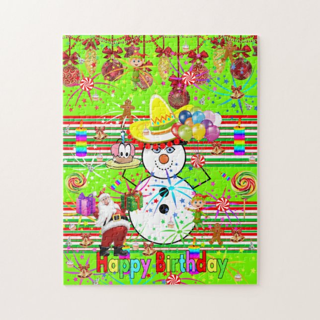 Happy Birthday Christmas Puzzle Santa (Vertical)