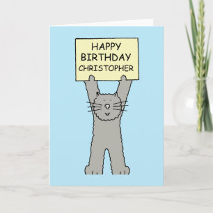 Happy Birthday Christopher Cartoon Cat Card