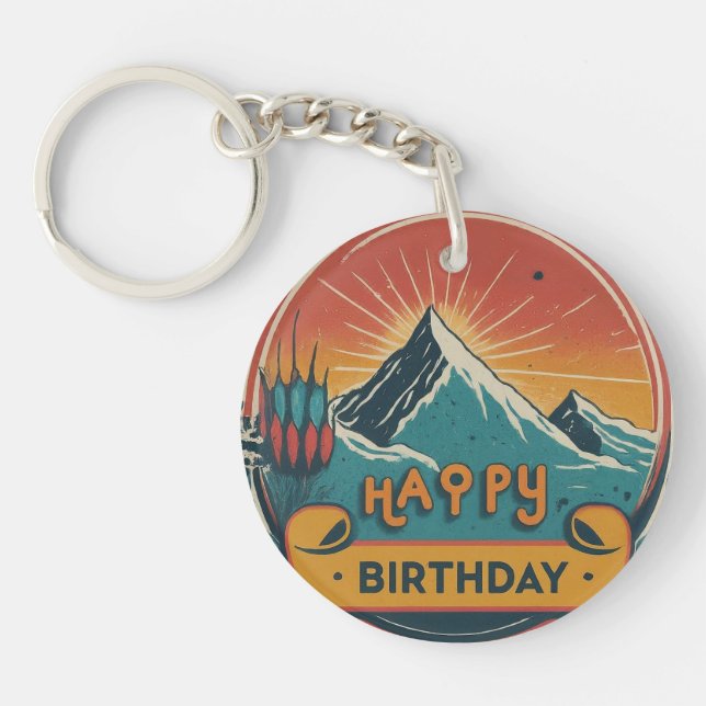 Happy Birthday Circle Key Ring (Front)