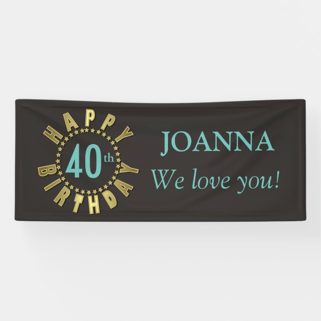 Happy Birthday Circle of Stars Gold GHBX Banner (Horizontal)