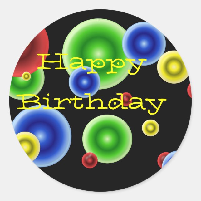Happy Birthday Circles Classic Round Sticker (Front)