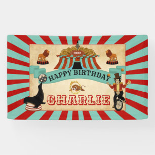 Happy Birthday Circus Party Banner Table Backdrop