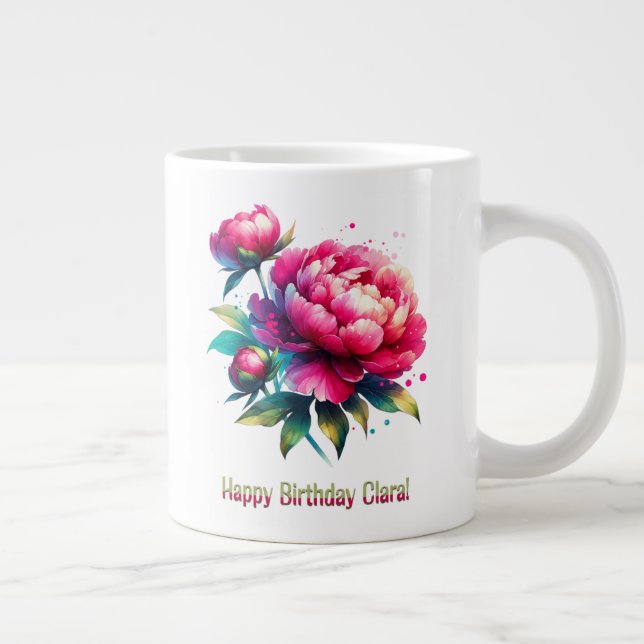 Happy Birthday Clara Large Coffee Mug (Right)