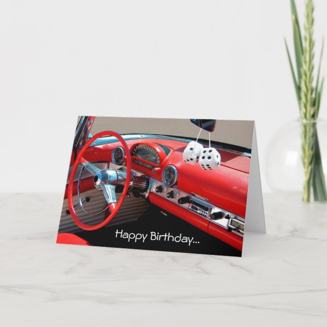 Happy Birthday Classic Car Lover Greeting Card (Front)