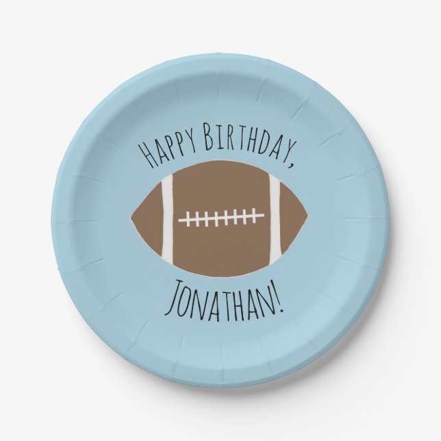 Happy Birthday Classic Football Paper Plate (Front)
