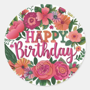 Happy Birthday Classic Round Sticker