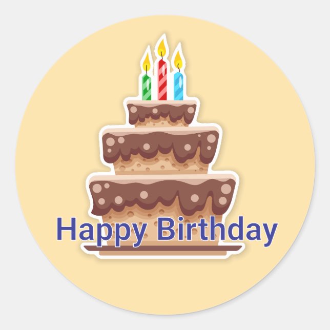 Happy Birthday Classic Round Sticker (Front)