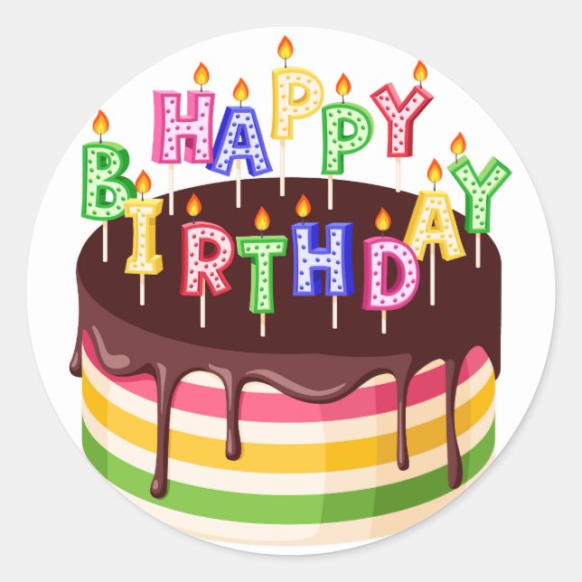 Happy Birthday  Classic Round Sticker (Front)