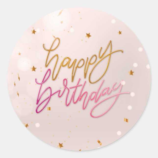 Happy Birthday Classic Round Sticker (Front)