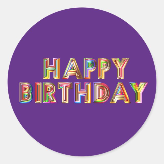 Happy Birthday Classic Round Sticker (Front)