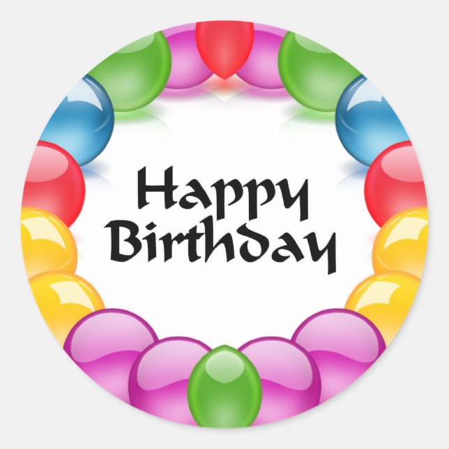 Happy Birthday Classic Round Sticker (Front)