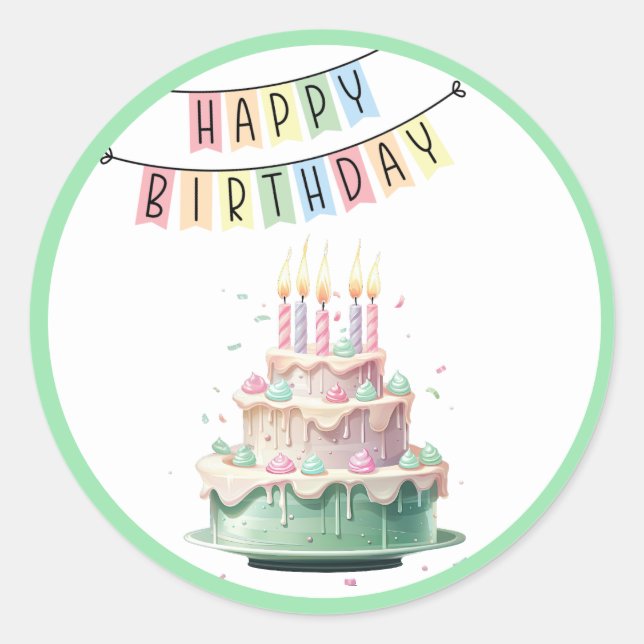 Happy Birthday  Classic Round Sticker (Front)